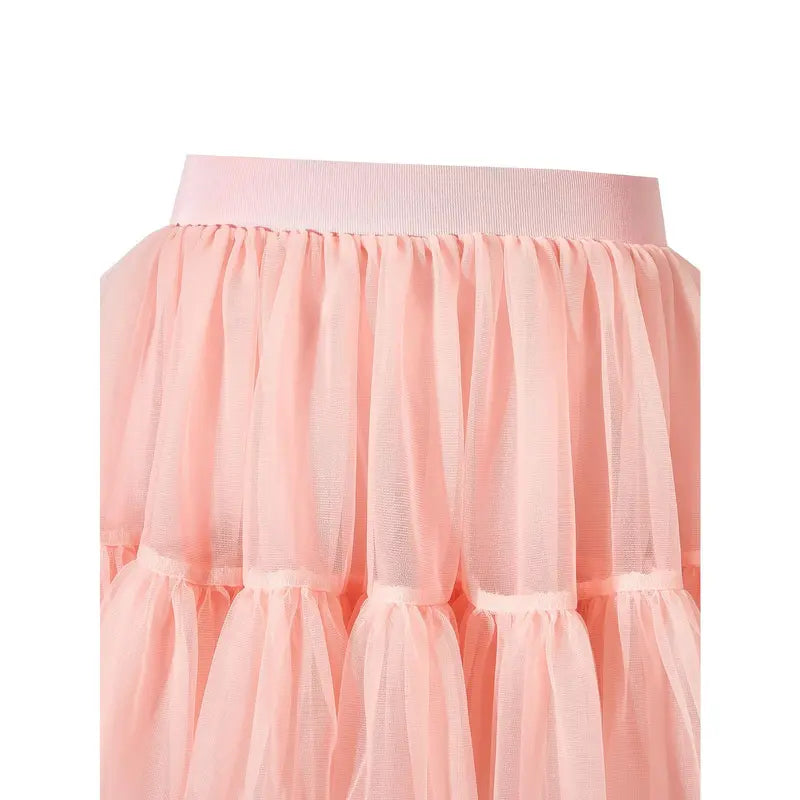 Girls' Sweet Princess Flared Tutu Skirt - Polyester Fluffy Layers, Elastic Waist, All-Seasons Kids' Birthday Party Wear, Ideal Gift