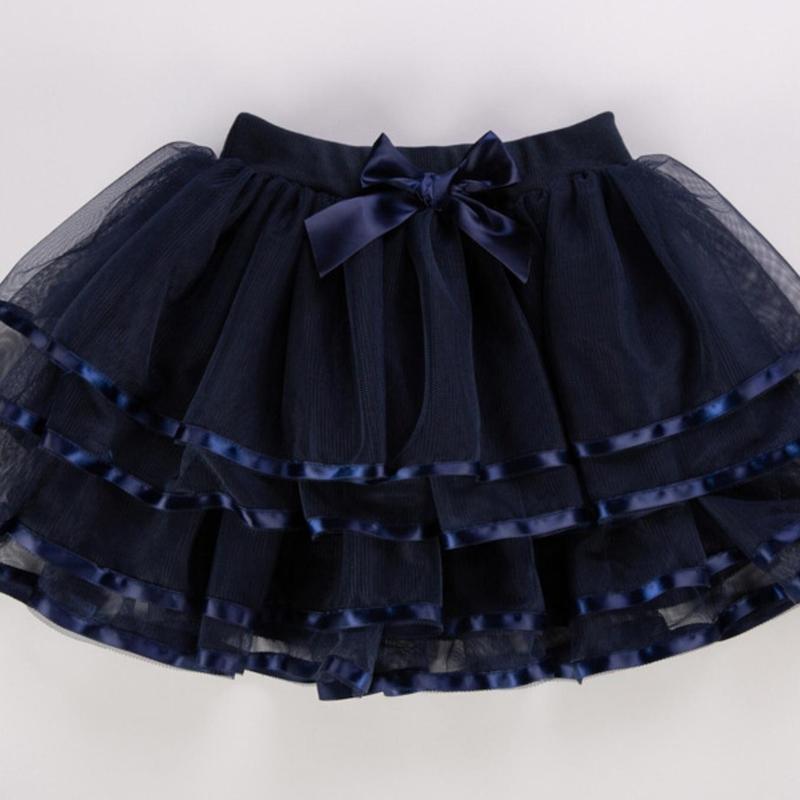 Girl Tutu Skirt Tiered Ruffled Mesh Puffy Drape Hem Bow Elastic Waistband Short Skirt