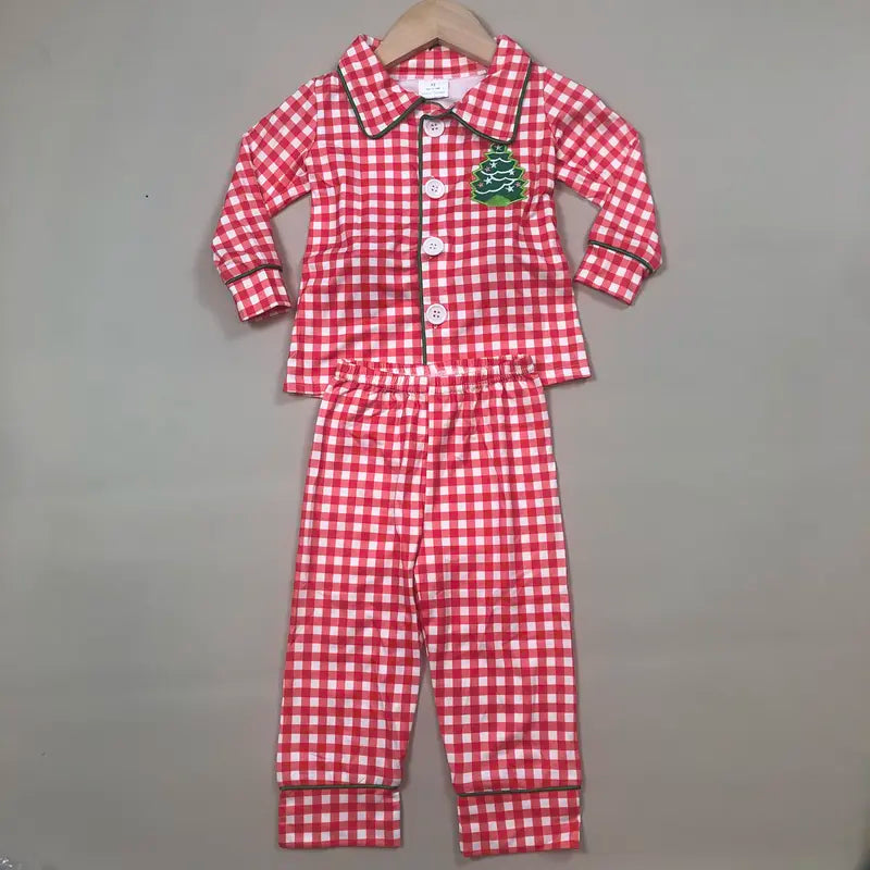Girls' Cute Pajamas, Christmas Tree & Plaid 2-Piece Long Sleeve Holiday Sleepwear Set, High Quality Soft Cotton Blend, Sizes 3-6m - 7-8t, 2T, 6-7T