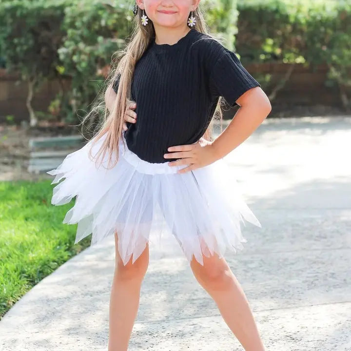 White Fairy Costume Pixie Tutu Skirt for Kids, Adults, Plus - Halloween Costume, Princess Dress Up, 5K Running Skirt