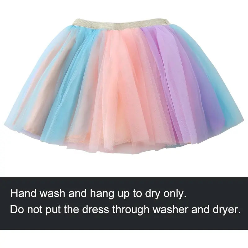 KF5-CPA025 Girls Layered Rainbow Tutu Skirt Dance Dress Ruffle Tiered Clubwear