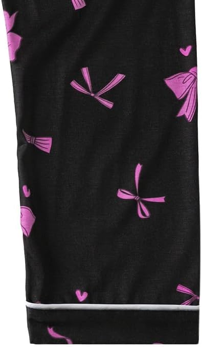 MyFav Girls Pajama Sets 3pcs Button Down Short Sleeve Top Shorts & Long Pants With Cute Patterns SleepwearNighty For Teens