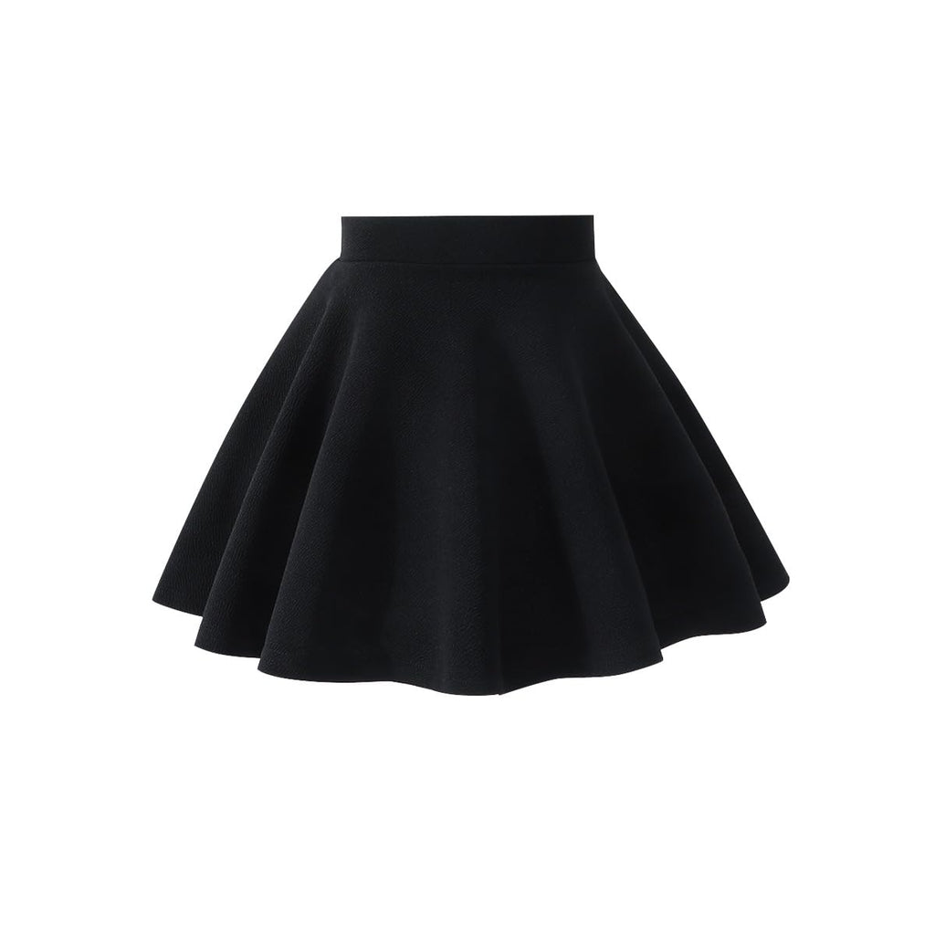 Girls Solid Skater Skirt High Waist Flared A-Line Mini Casual Skirt