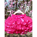 Girl Tutu Skirt Tiered Ruffled Mesh Puffy Drape Hem Bow Elastic Waistband Short Skirt