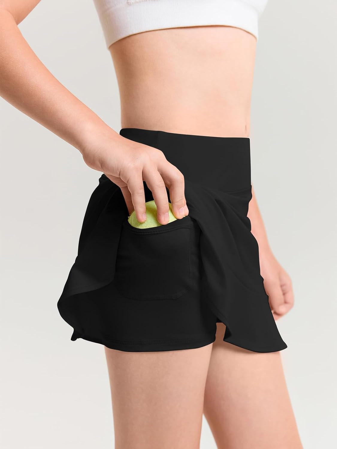 Haloumoning Girls A-line Tennis Skirts with Shorts Athletic Skorts 5-14Y