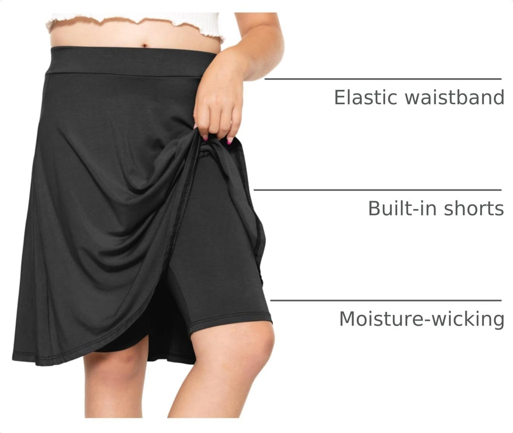 STRETCH IS COMFORT Girls Knee Length A-line Skirt with Built-in Shorts or Leggings