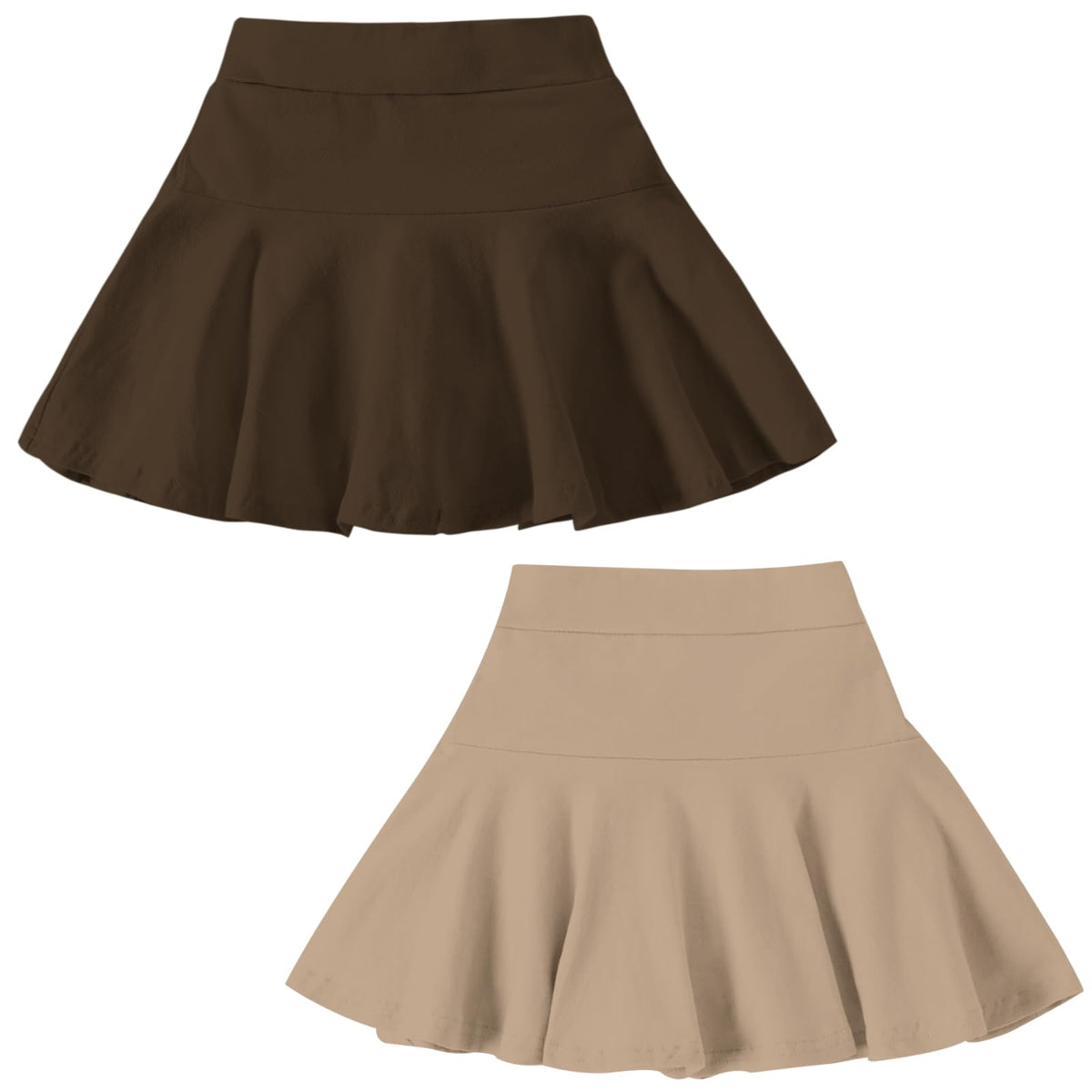 DREAM BUS 2 Pack Girl Pleated Skirts Built in Shorts Little Kid Tennis Skorts Toddler Girl Athletic Flowy Skorts Skirts