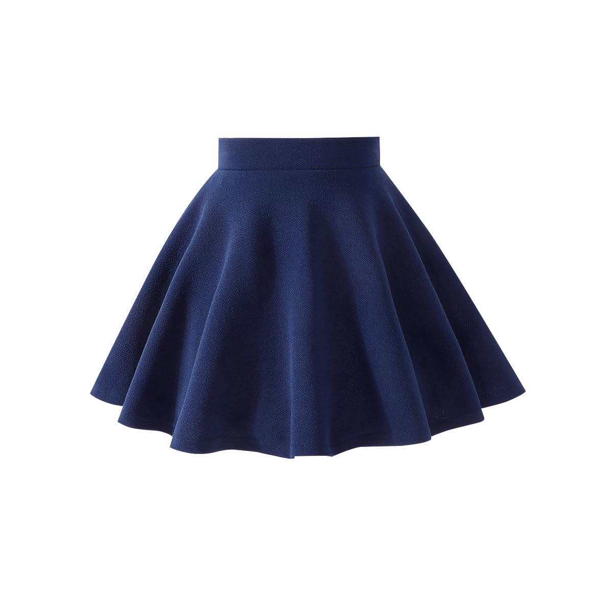 Girls Solid Skater Skirt High Waist Flared A-Line Mini Casual Skirt