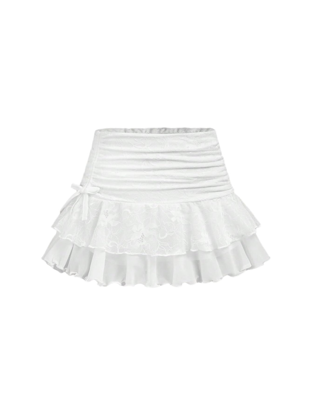 BEAUDRM Girl's Y2k Lace Mini Skirt Ruched Layered Ruffle A Line Flared Skorts Cute Shorts Summer Outfits