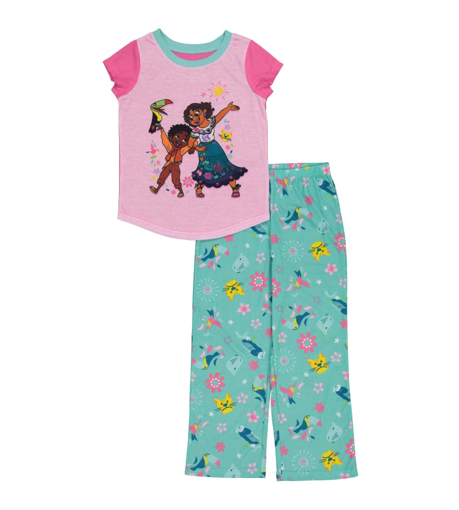 Disney Girls' 2-Piece Loose-fit Martching Pajama Set, Princess Pajamas, Soft & Cute for Kids
