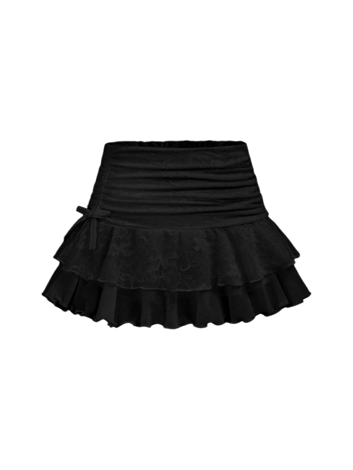BEAUDRM Girl's Y2k Lace Mini Skirt Ruched Layered Ruffle A Line Flared Skorts Cute Shorts Summer Outfits
