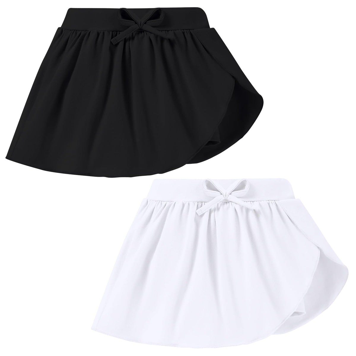 2 Pack Toddler Girls Skirts Skorts Built in Shorts Elastic Flared Baby Flowy Tennis Athletic Skirts Skorts for Girls