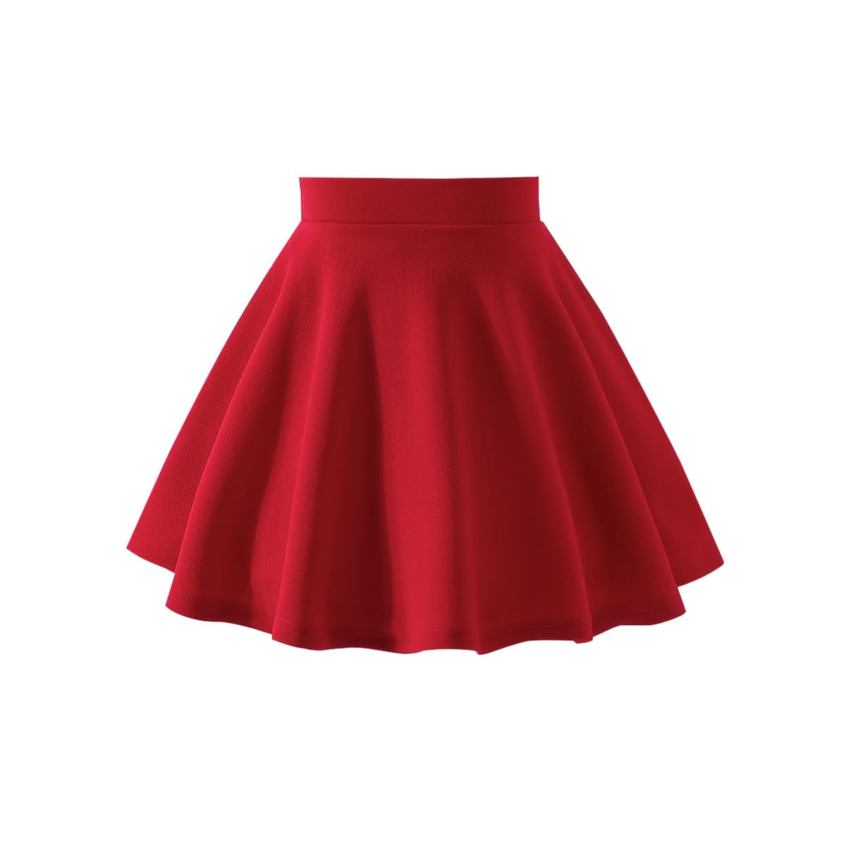 Girls Solid Skater Skirt High Waist Flared A-Line Mini Casual Skirt