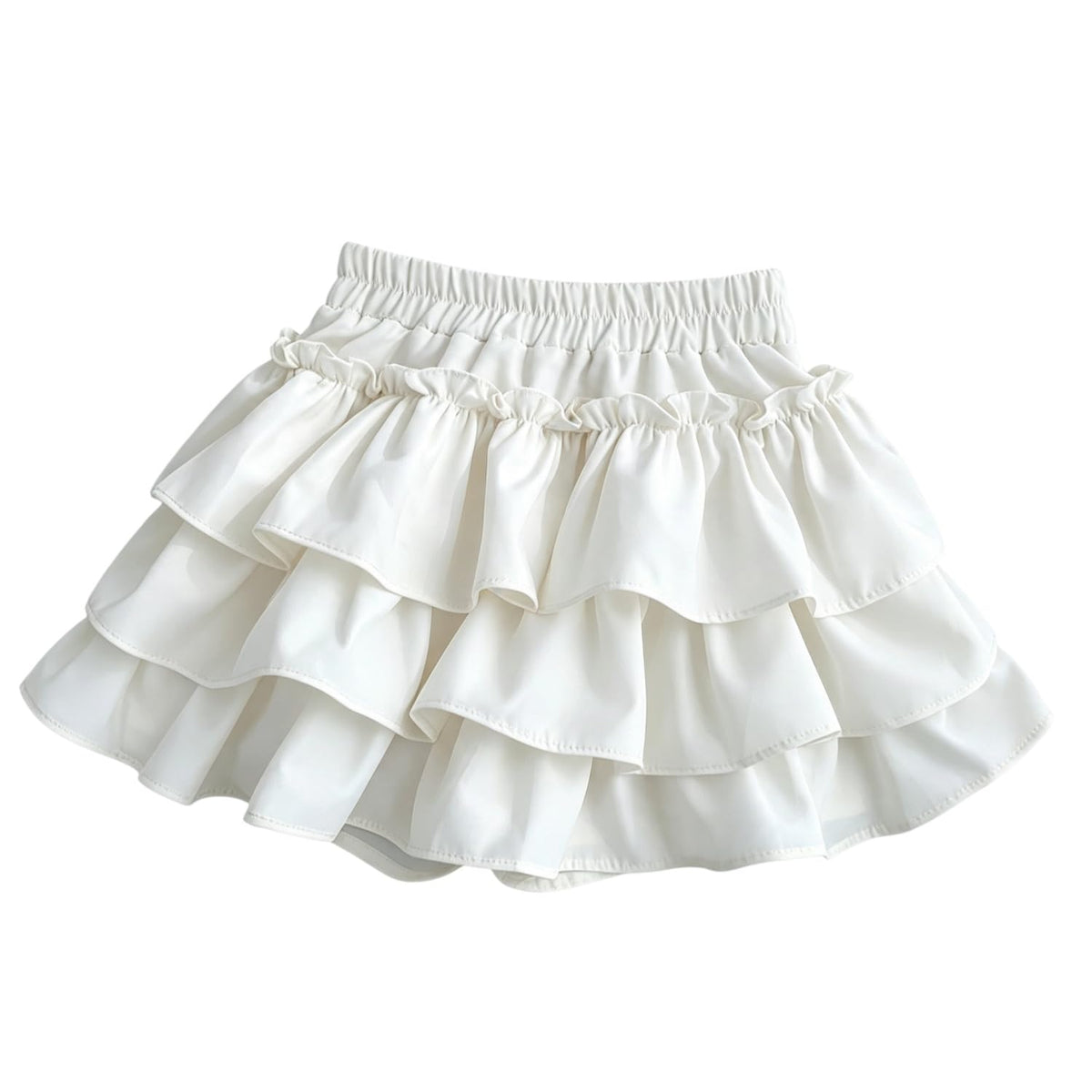 Little Girls 3 Layers Ruffle Skirts with Shorts School Uniform Skirts for Girls Casual Travel Party