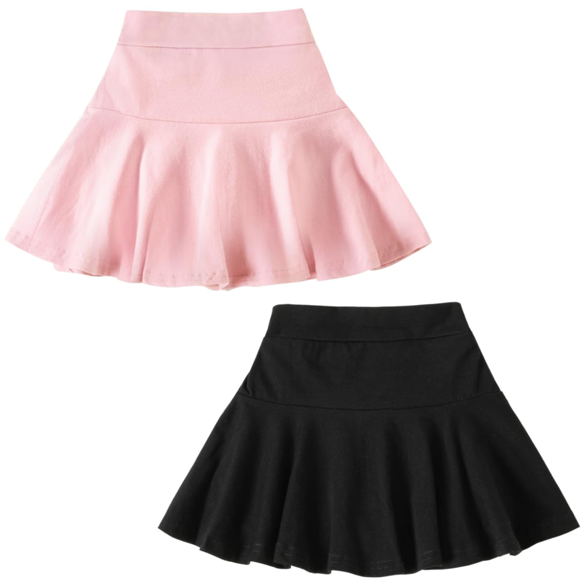 DREAM BUS 2 Pack Girl Pleated Skirts Built in Shorts Little Kid Tennis Skorts Toddler Girl Athletic Flowy Skorts Skirts