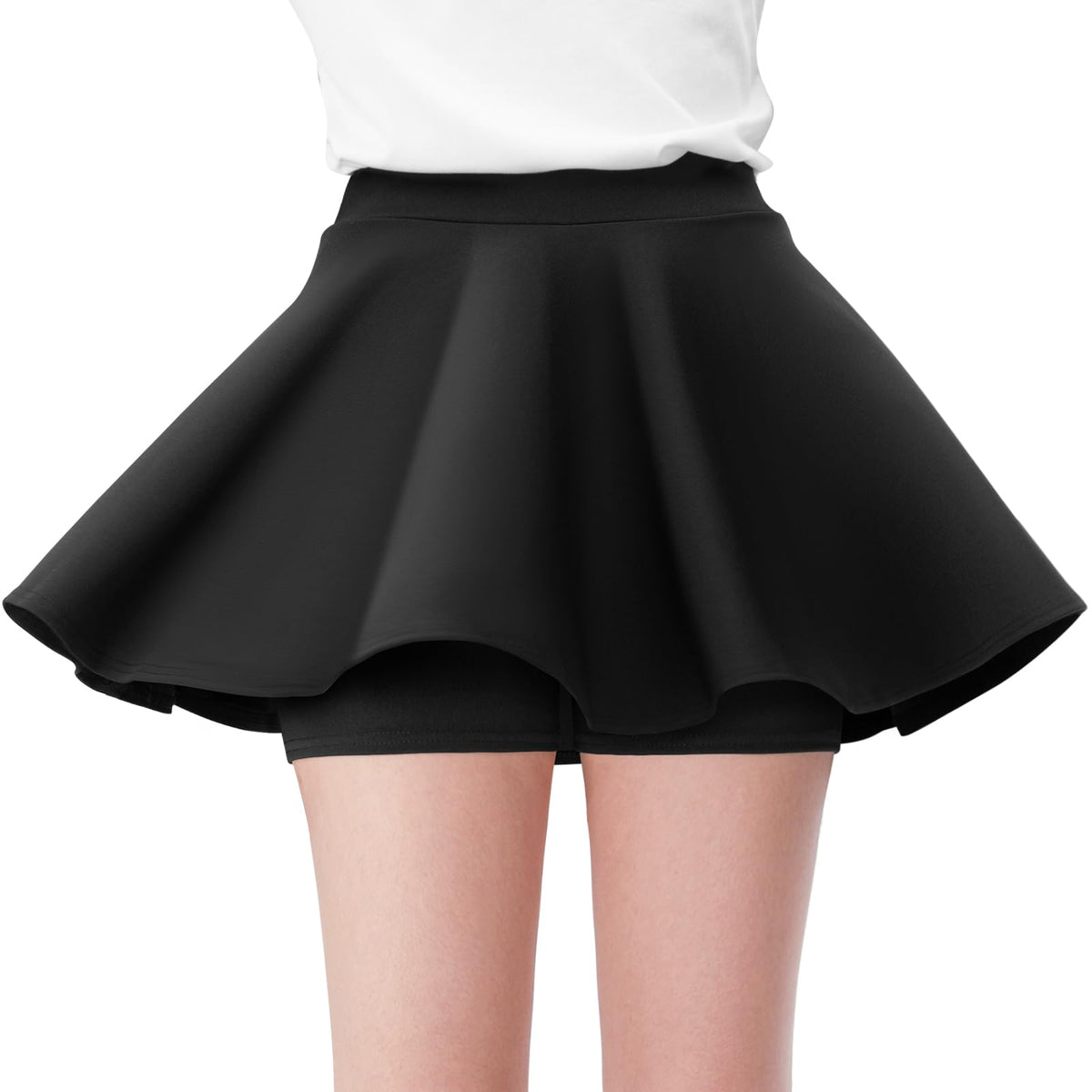 Girls Skirts Casual Mini Flare Pleated Skirt with Shorts High Waisted Skater Skirt A Line Skorts