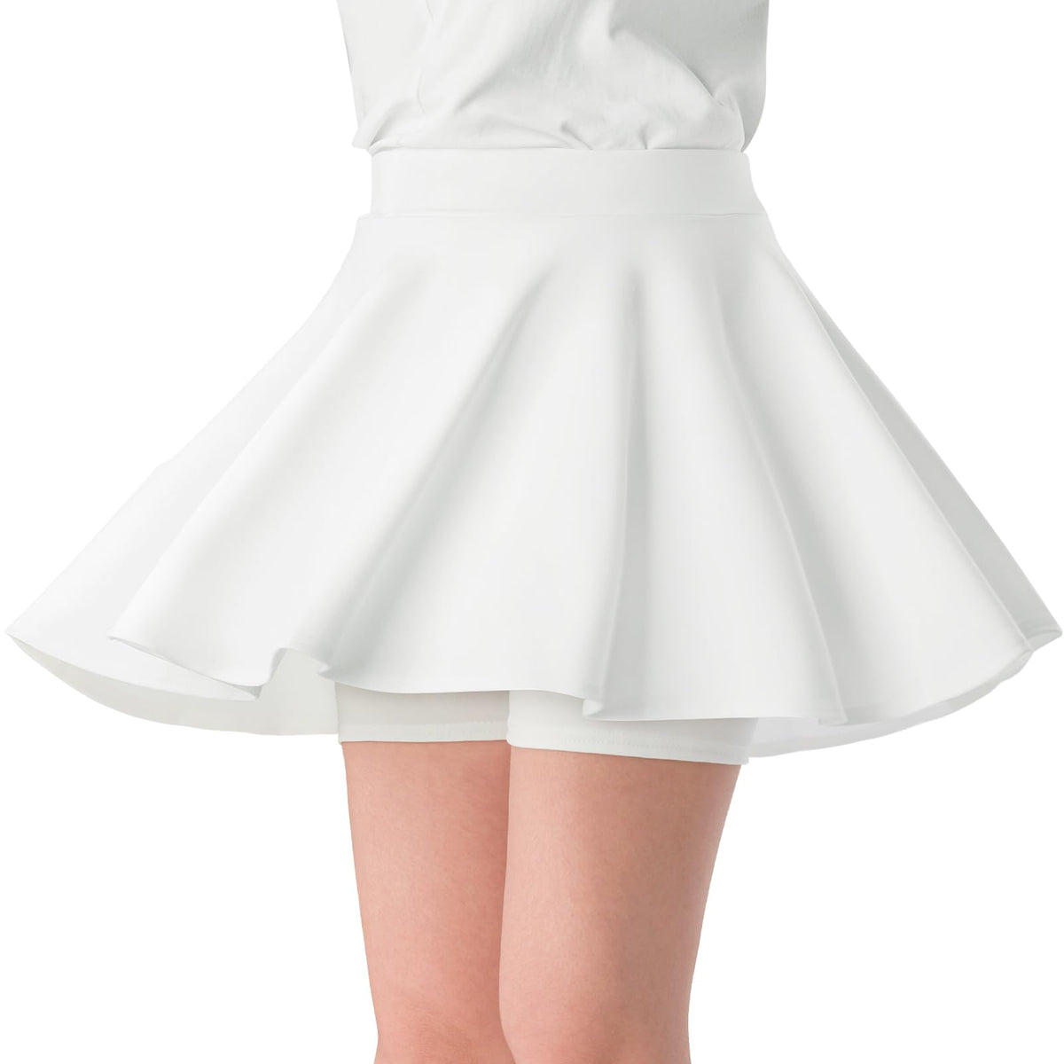 Girls Skirts Casual Mini Flare Pleated Skirt with Shorts High Waisted Skater Skirt A Line Skorts