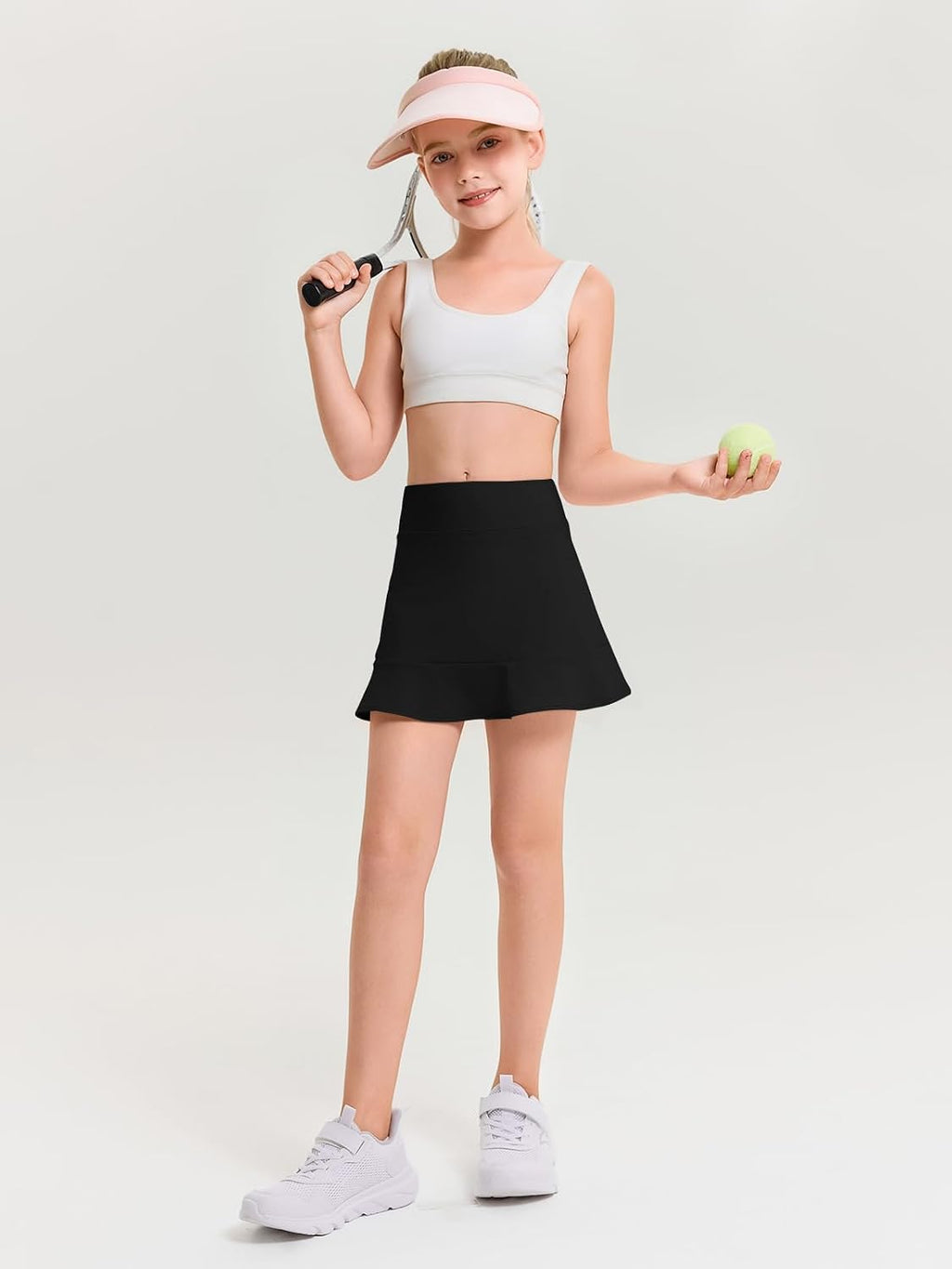 Haloumoning Girls A-line Tennis Skirts with Shorts Athletic Skorts 5-14Y