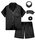SEALINF Satin Girl Pajama Set Silk Pajamas for Girls With Eyemask 2 Pcs Button-up Sleepwear Kid Pjs Nightwear
