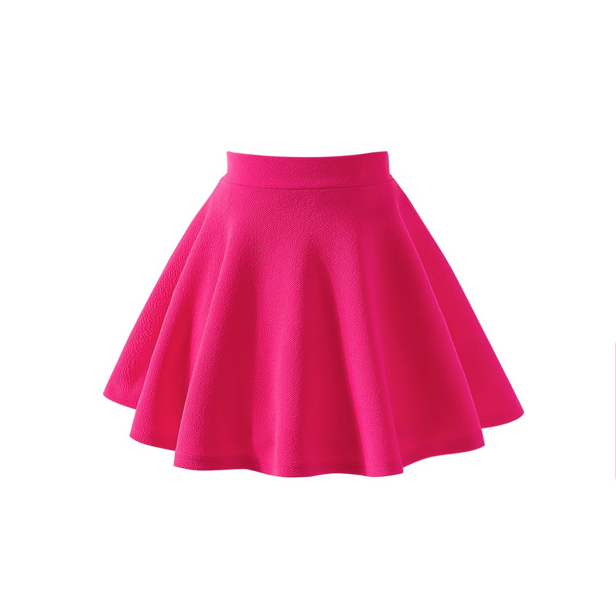 Girls Solid Skater Skirt High Waist Flared A-Line Mini Casual Skirt