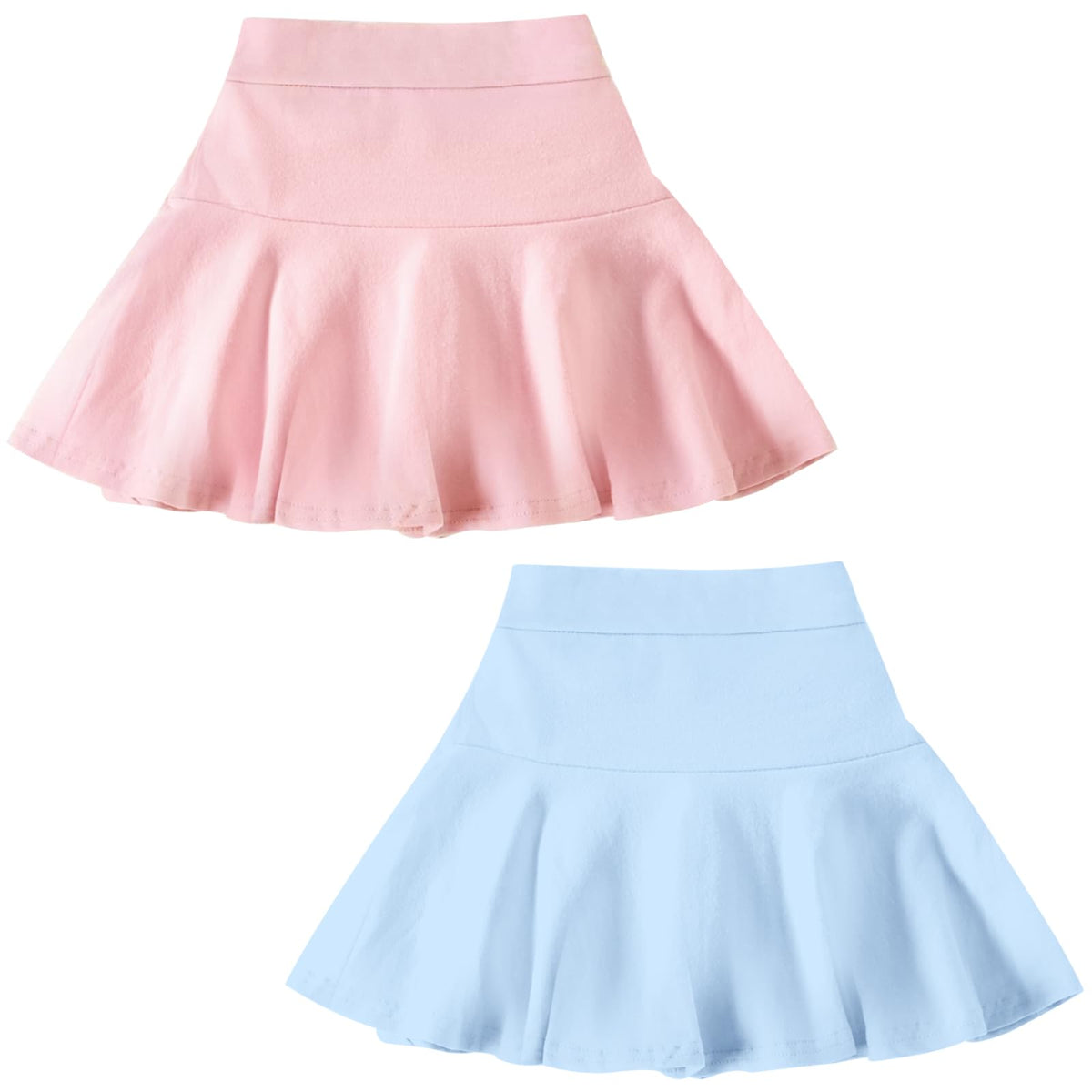 DREAM BUS 2 Pack Girl Pleated Skirts Built in Shorts Little Kid Tennis Skorts Toddler Girl Athletic Flowy Skorts Skirts