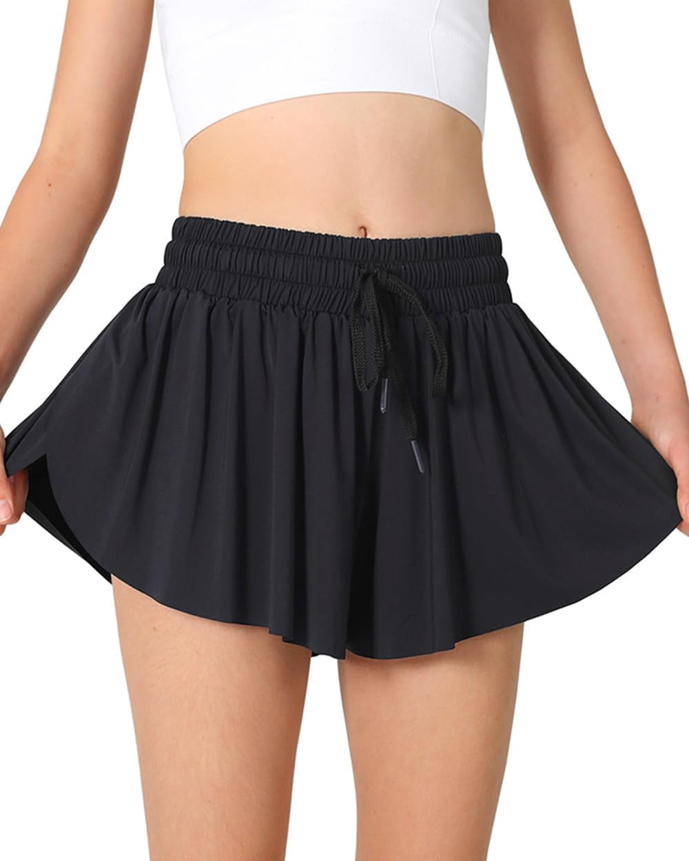 Girls Butterfly Shorts Kids Flowy Short Running Girl's Skirts Athletic Skorts with Pocket