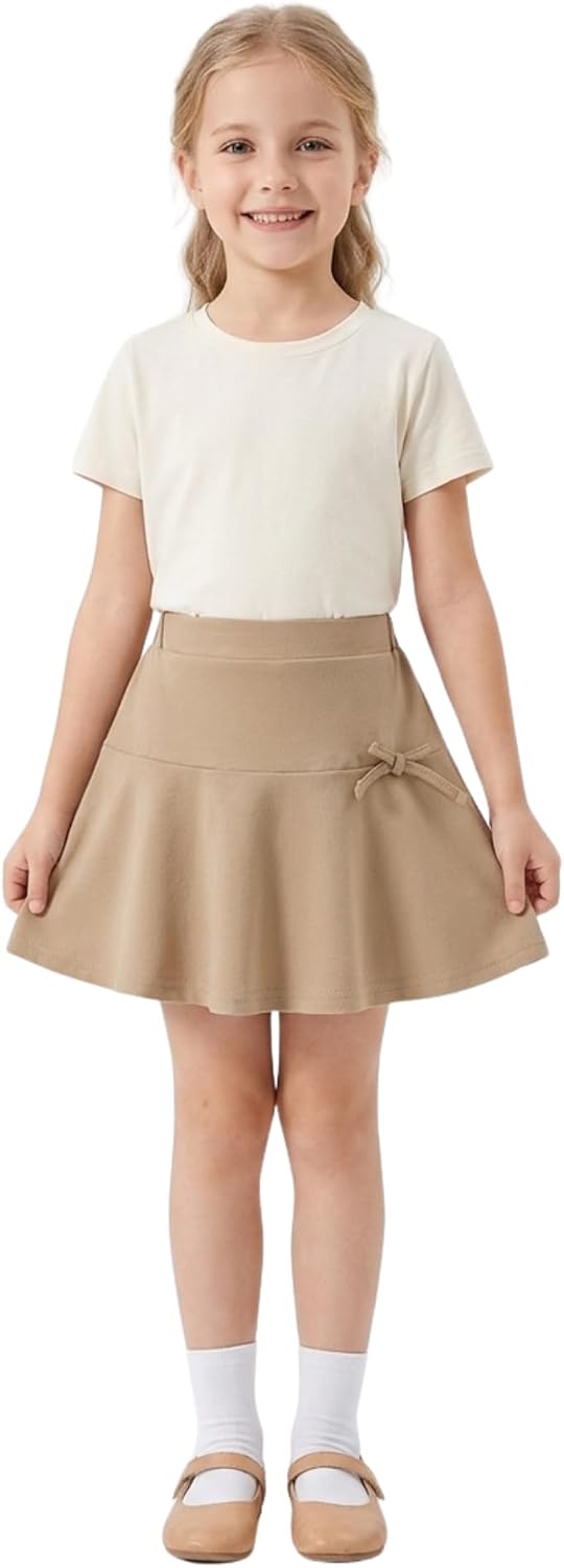 Girls School Uniform Skirts: High Elastic Waist Mini Pleated Skirt Casual Stretch Skater Skort for Girls 4-9 Years
