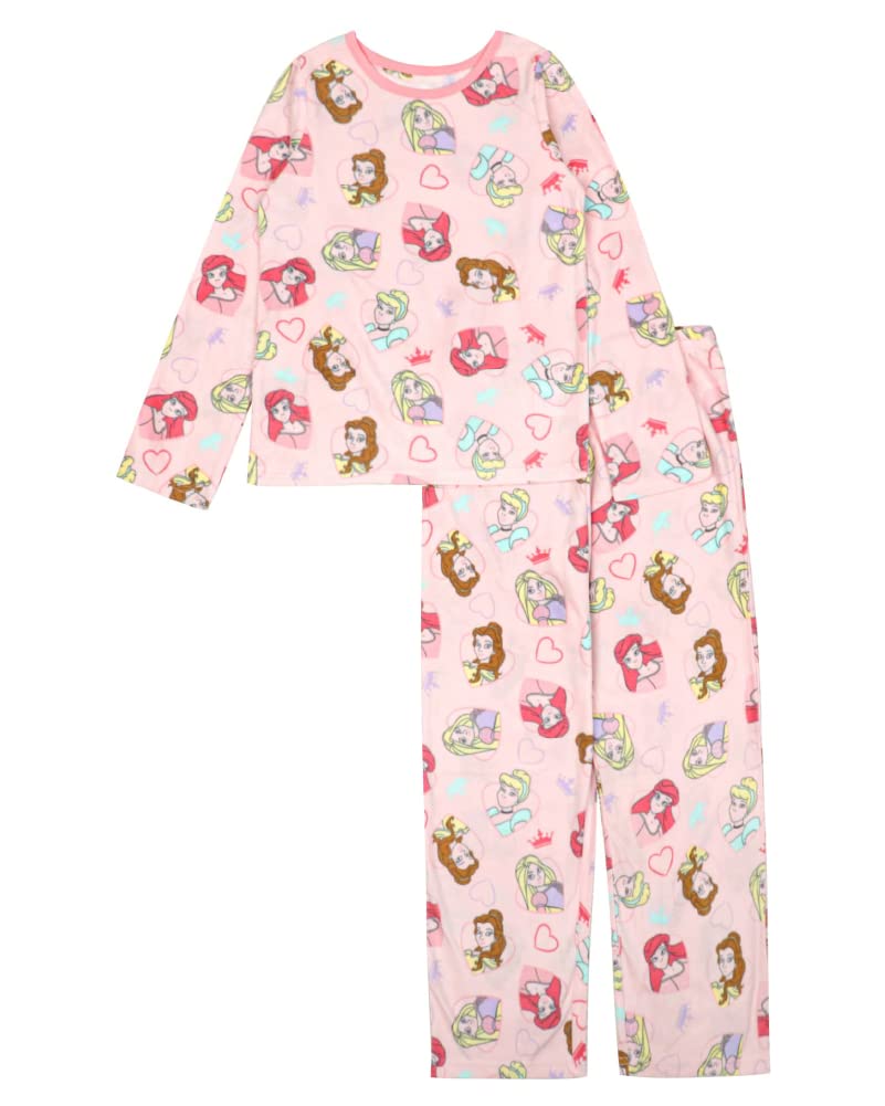Disney Girls' 2-Piece Loose-fit Martching Pajama Set, Princess Pajamas, Soft & Cute for Kids