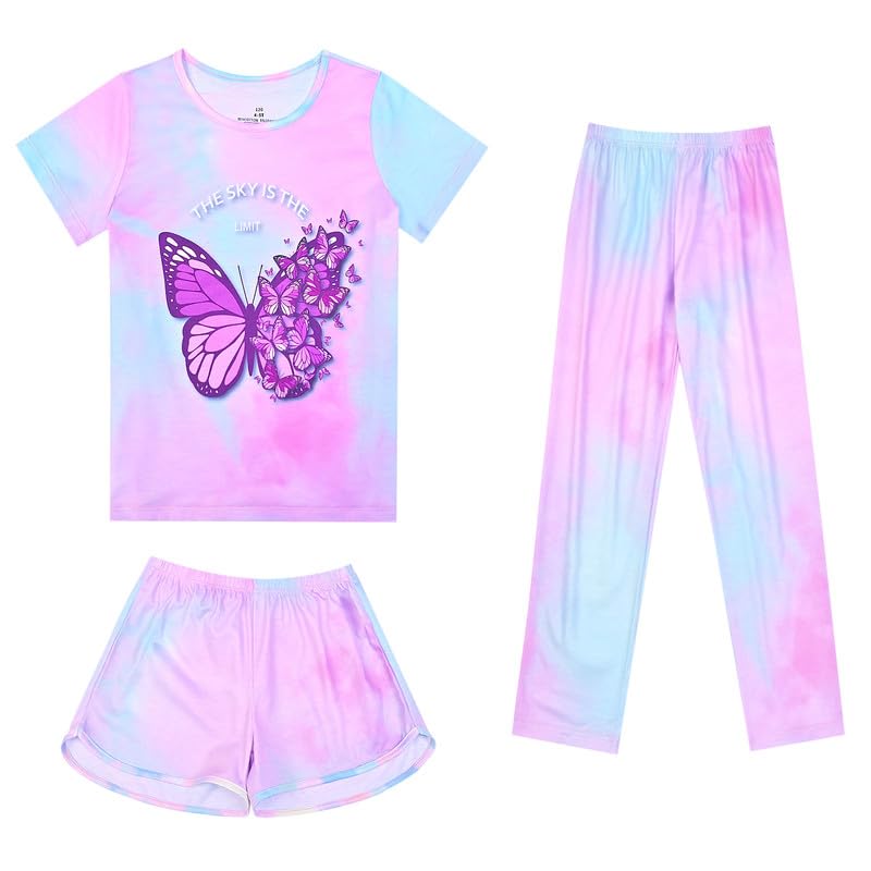 Mirawise Girls 3 Pc Pajamas Sleepwear Cotton Pjs Clothes Set 4-13 Years