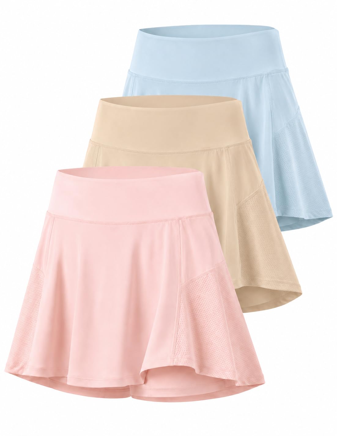 3 Pack Youth Girls Athletic Skirts with Built-in Shorts