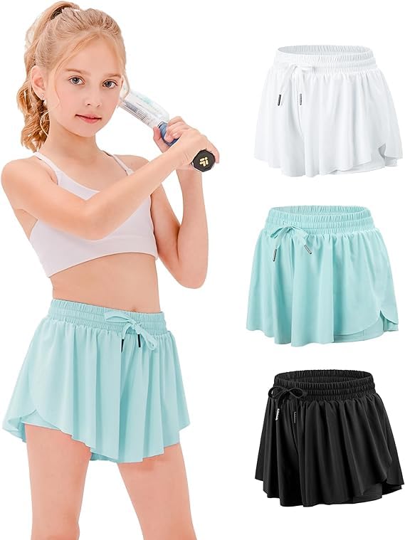Stelle Girls Butterfly Shorts with Pockets Athletic Running Sports Skirt
