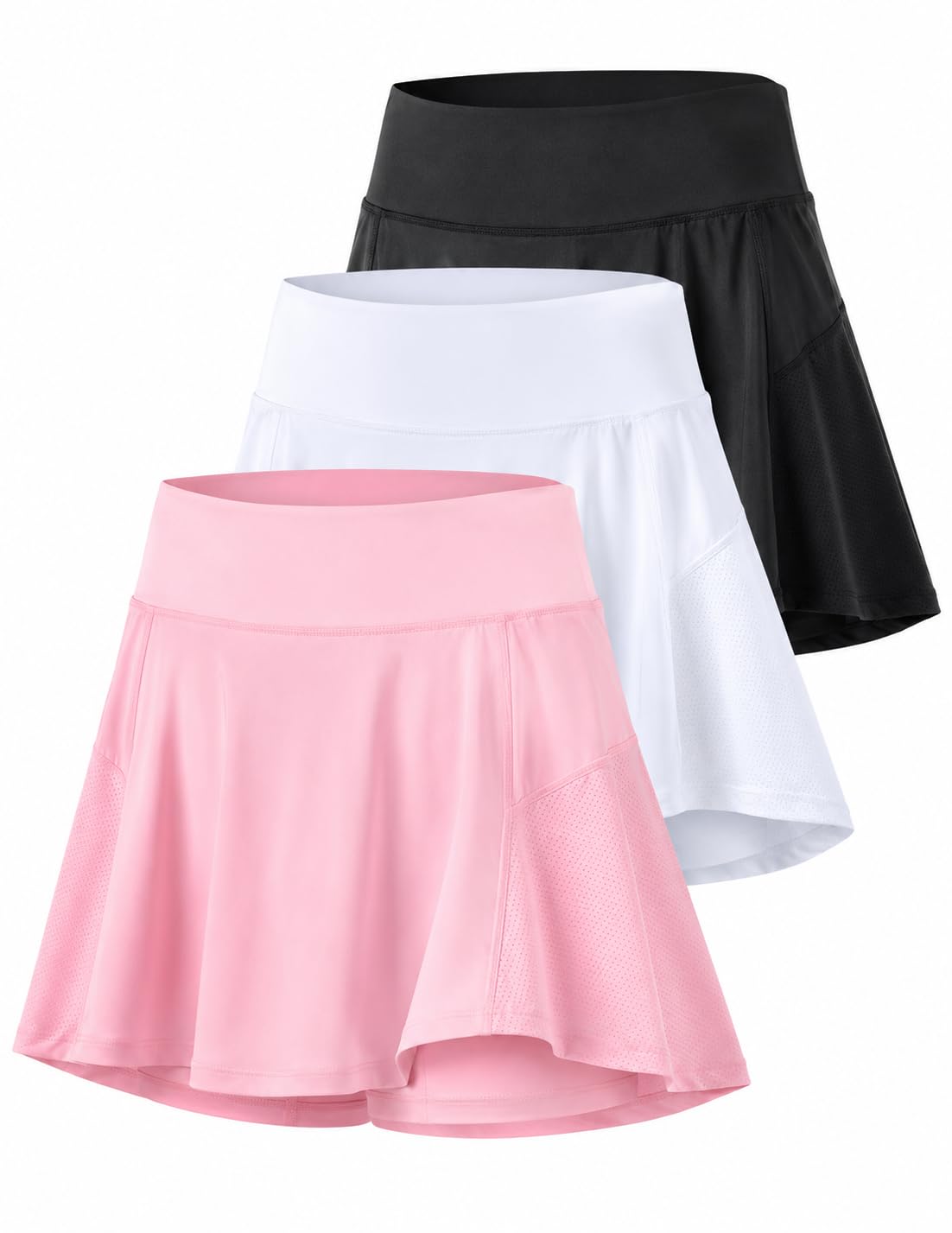 3 Pack Youth Girls Athletic Skirts with Built-in Shorts
