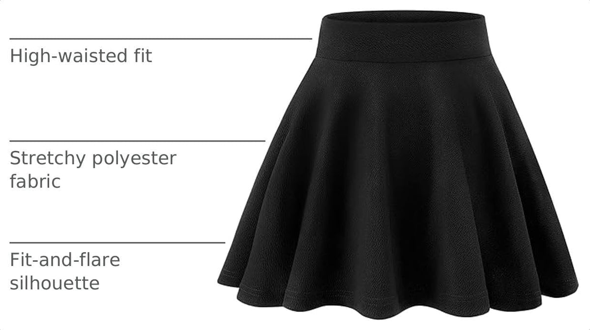 KEREDA Girls Casual Mini High Waist Flared Pleated Skater Uniform Skirts