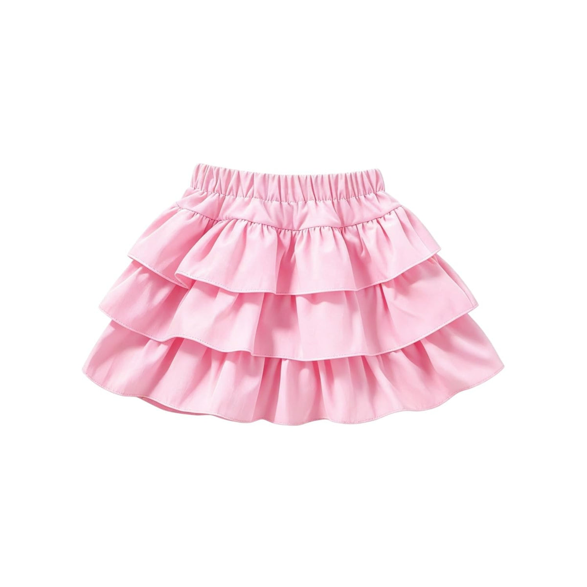 Little Girls 3 Layers Ruffle Skirts with Shorts School Uniform Skirts for Girls Casual Travel Party
