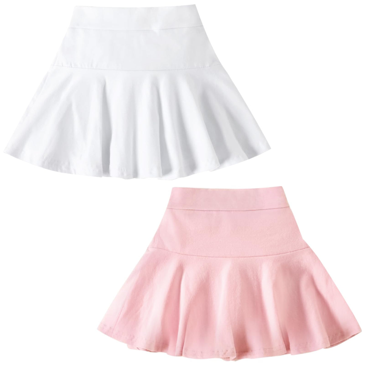 DREAM BUS 2 Pack Girl Pleated Skirts Built in Shorts Little Kid Tennis Skorts Toddler Girl Athletic Flowy Skorts Skirts