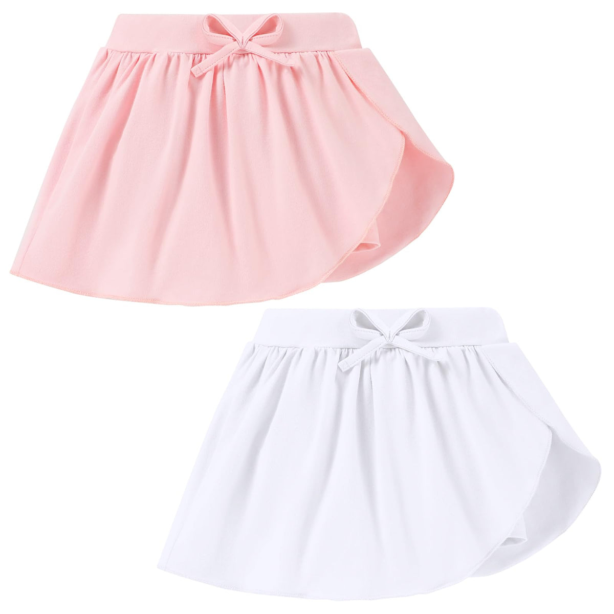 2 Pack Toddler Girls Skirts Skorts Built in Shorts Elastic Flared Baby Flowy Tennis Athletic Skirts Skorts for Girls