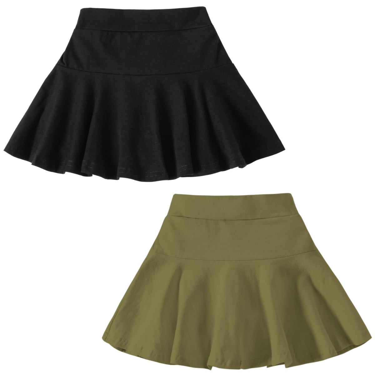 DREAM BUS 2 Pack Girl Pleated Skirts Built in Shorts Little Kid Tennis Skorts Toddler Girl Athletic Flowy Skorts Skirts
