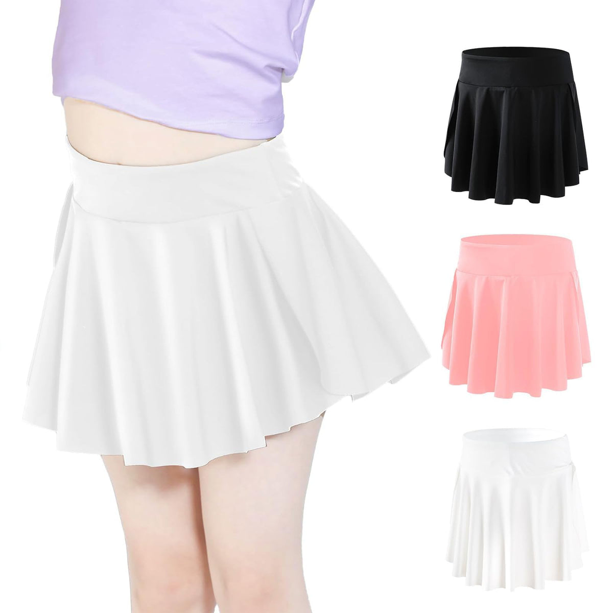 Skort Girls, Athletic Skirts for Tennis Golf, Butterfly Flowy Shorts for Kids, Shorts with Pocket