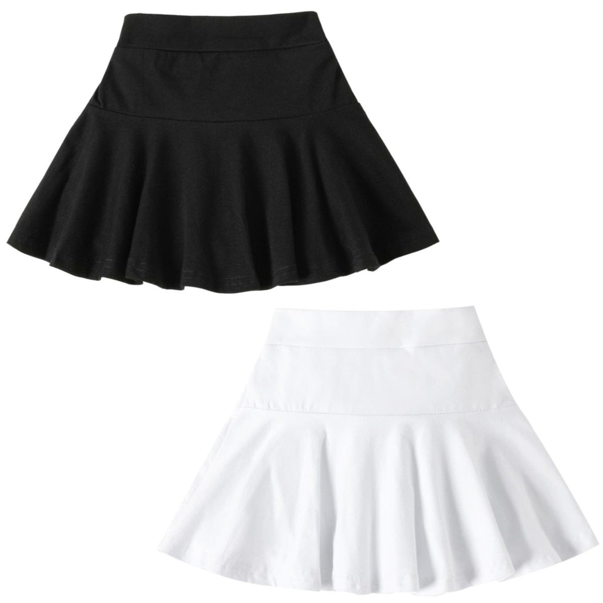 DREAM BUS 2 Pack Girl Pleated Skirts Built in Shorts Little Kid Tennis Skorts Toddler Girl Athletic Flowy Skorts Skirts