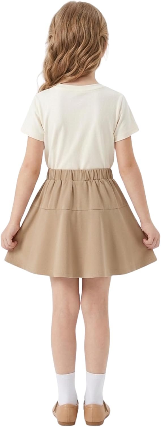 Girls School Uniform Skirts: High Elastic Waist Mini Pleated Skirt Casual Stretch Skater Skort for Girls 4-9 Years