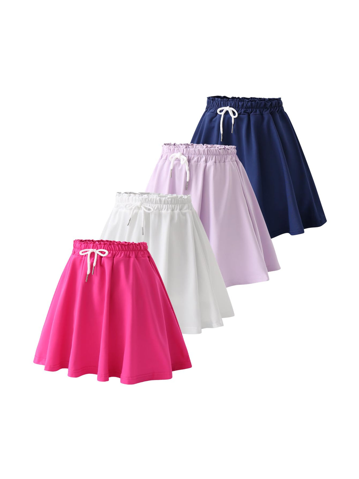 Girls 4 Pack Athletic Skirts Set Tennis Golf Skirts with Shorts Running Flowy Skorts 3-12Y
