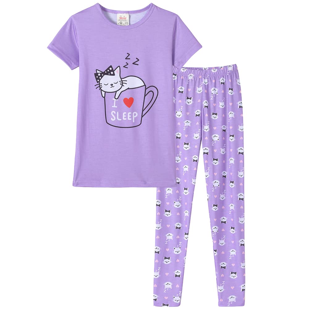 MyFav Children Girl Pajamas Set Soft Comfy Sleepwear Pajamas Size 4 to 14 Years