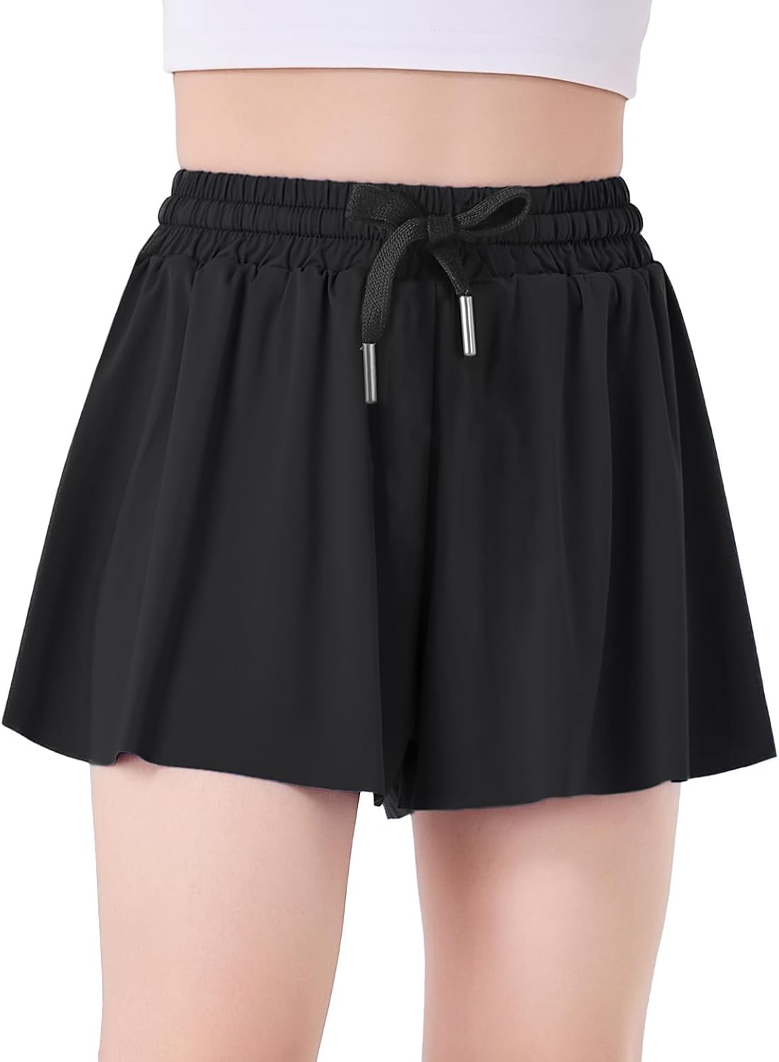 Butterfly Shorts Girls 2 in 1 Flowy Shorts with Pocket Athletic Skorts for Girls Running Tennis Skirts 2-14Y