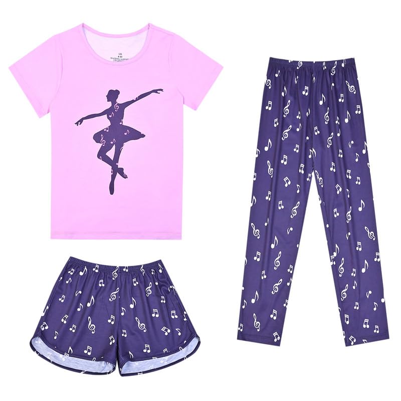 Mirawise Girls 3 Pc Pajamas Sleepwear Cotton Pjs Clothes Set 4-13 Years