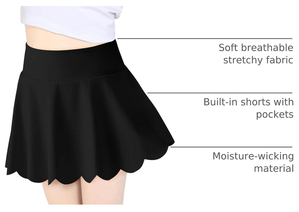 Haloumoning Girls Skorts Flowy Athletic Shorts Kids Tennis Golf Skirts