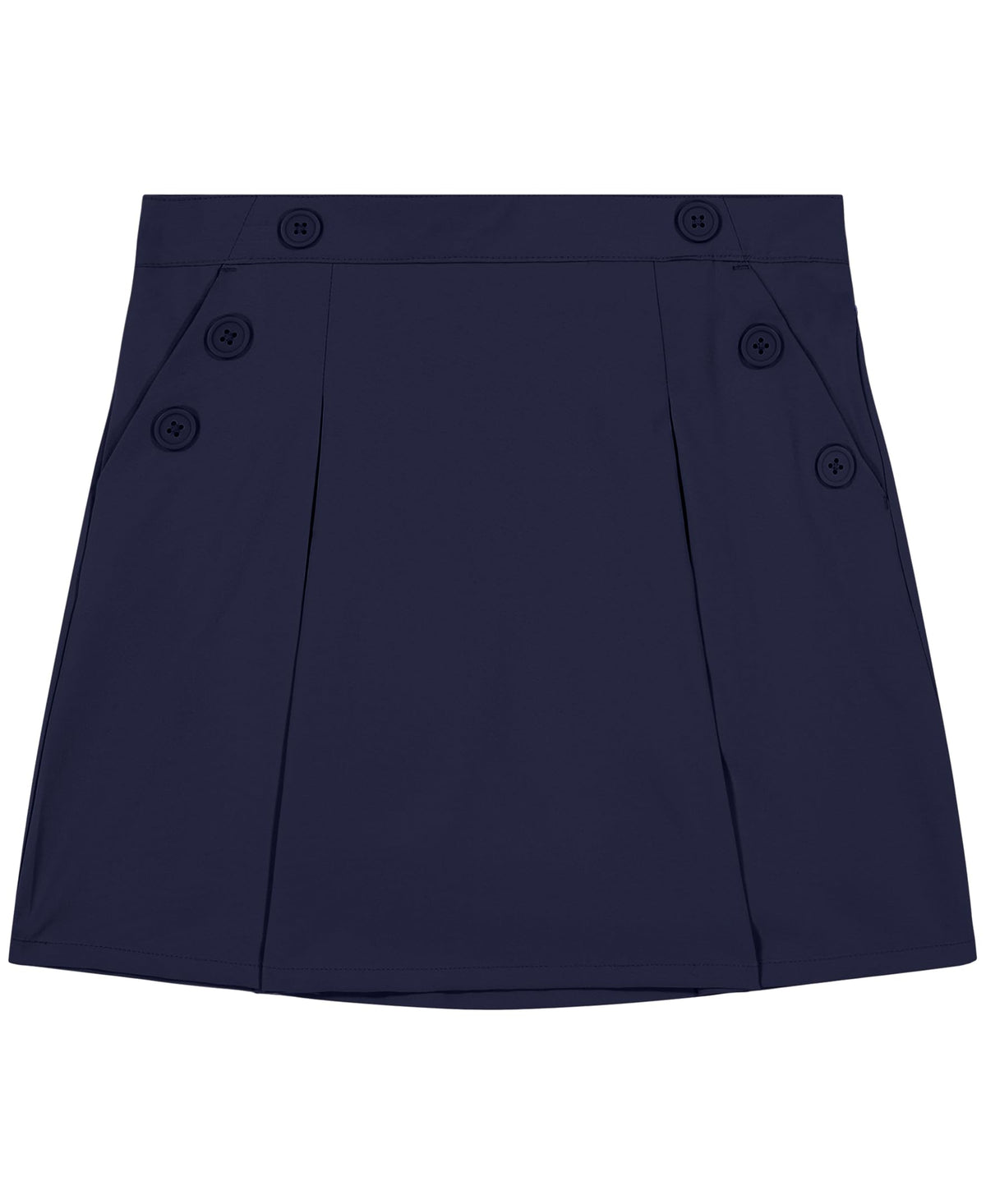 Nautica Girls' School Uniform Pull-on Scooter Skirt With Undershorts, Poplin Style With Button Pockets