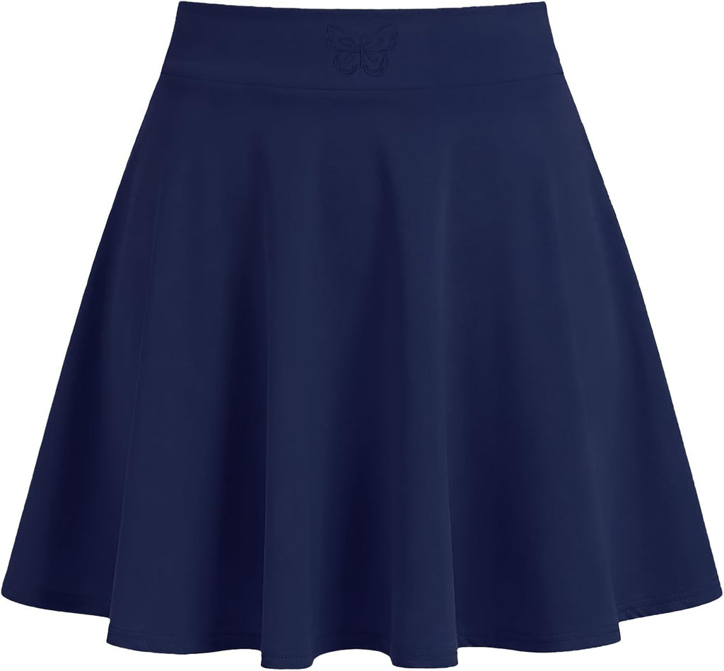Little Girls Skirts Athletic Uniform Skirts Built in Shorts Casual Mini Skorts for Kids with Pockets