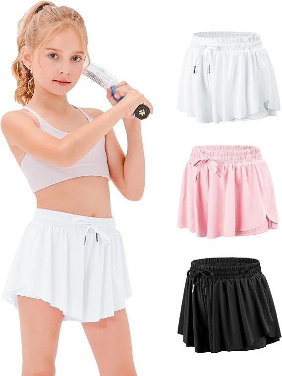 Stelle Girls Butterfly Shorts with Pockets Athletic Running Sports Skirt