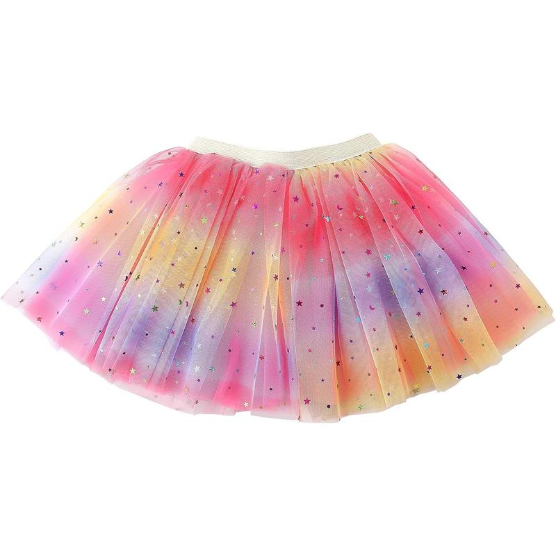 KF5-CPA025 Girls Layered Rainbow Tutu Skirt Dance Dress Ruffle Tiered Clubwear