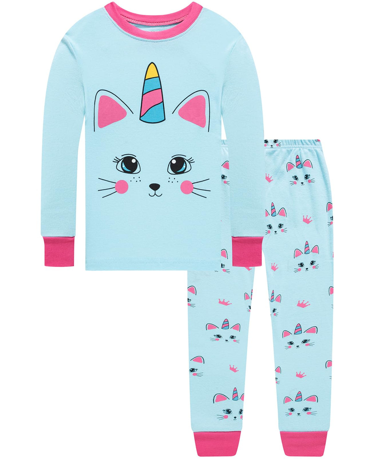 Dolphin&Fish Girls Cotton Pajamas Toddler 2 Pieces Pjs Kids Sleepwear Clothes Long sleeve Sets